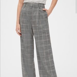 High Rise Plaid Wide-Leg Pants